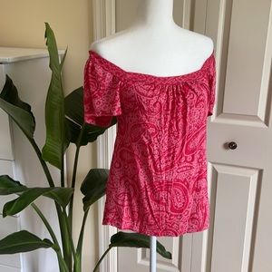 Splendid flowy paisley top, off-the-shoulder